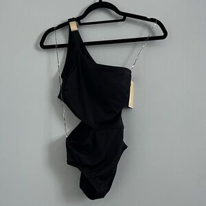 Michael Kors Black One-Shoulder Swimsuit